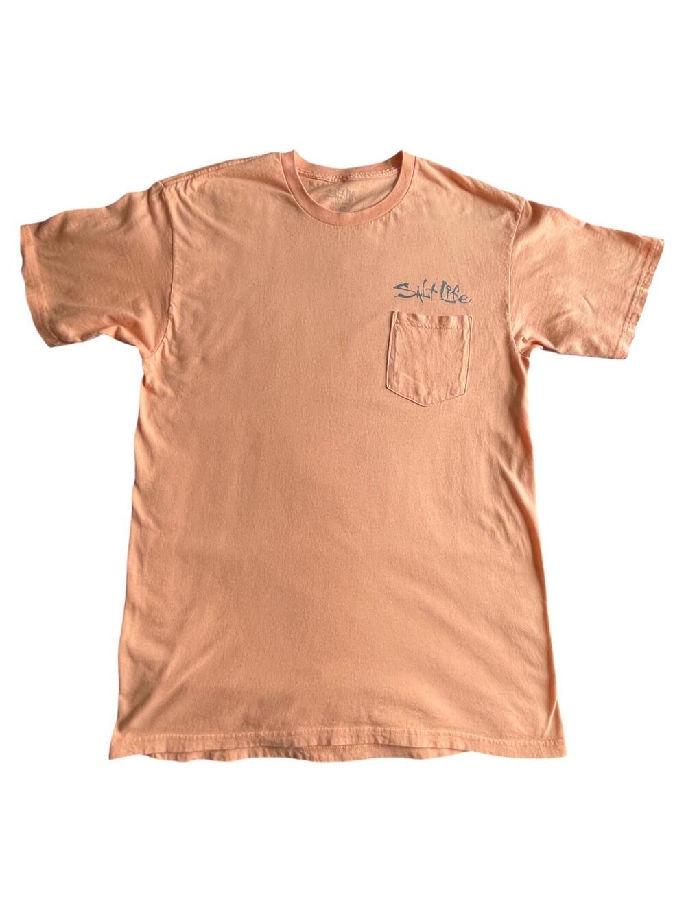 Salt Life Mens Large Orange Pocket T Shirt Livin Salty CLEAN